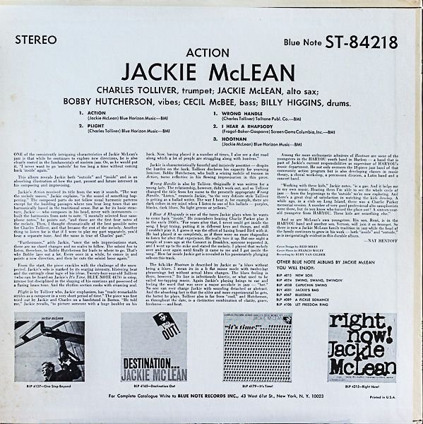 ジャッキー・マクリーン（as）/ACTION｜🔴レコード/ジャズ-BLUE NOTE 